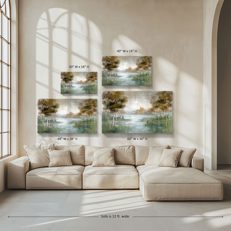 "Fall Birch River" by Nan Print on Canvas, 28" H x 48" W x  1.5" D