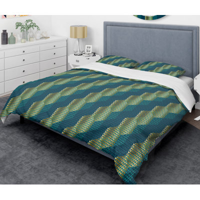 Ensemble de housse de couette rétro hexagonal vii de style mid-century