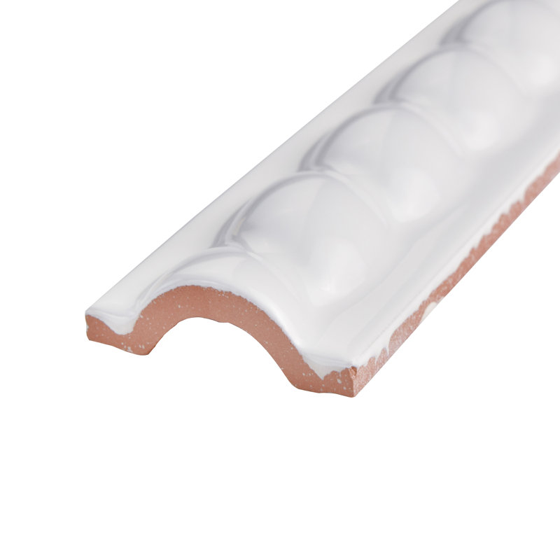 Trenza Grand 2" x 7-7/8" Glossy Ceramic Mudcap Wall Tile Trim in White
