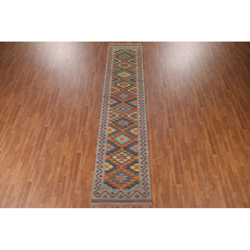 Reversible Wool Kilim Runner Rug 3x13