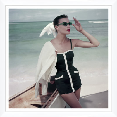 " Vogue Magazine, "Model At The Beach With Cat-Eye Sunglasses," Roger Prigent, May 1, 1955 " by Roger Prigent