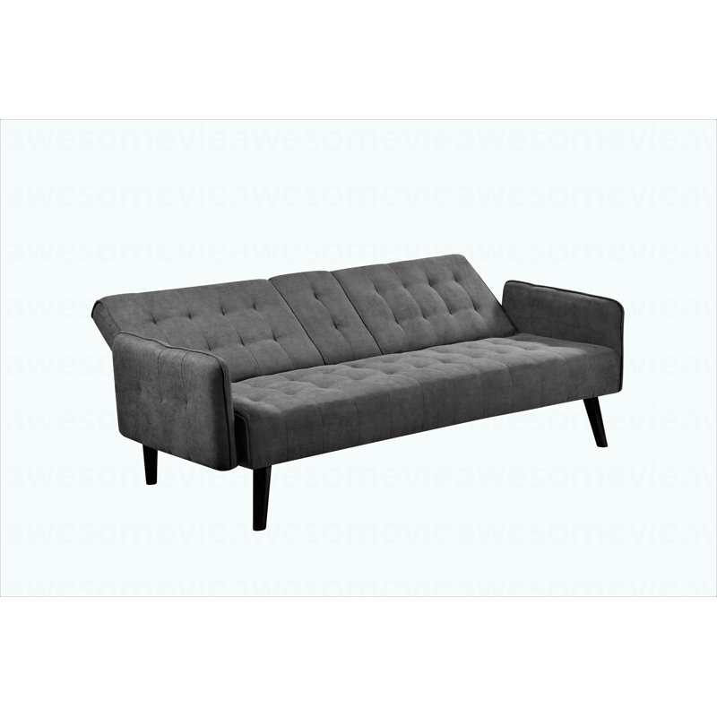 Canapé-lit de 72 po - Dossier convertible pliant en lit double avec porte-gobelet et table rabattable - Canapé en lin compact pour petits espaces - Assemblage facile, gris foncé