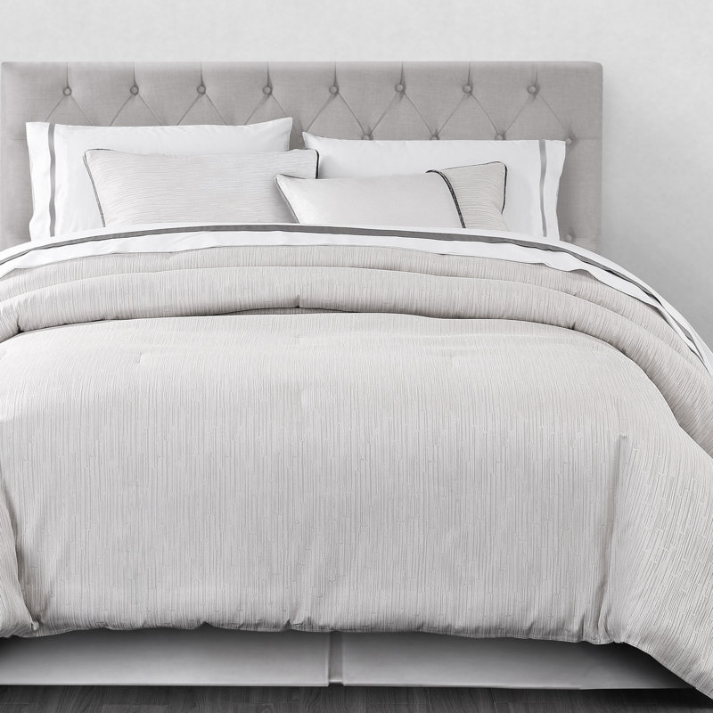 Celeste Taupe Ivory Jacquard Modern Comforter Set, Queen Comforter + 3 Additional Pieces Included 
