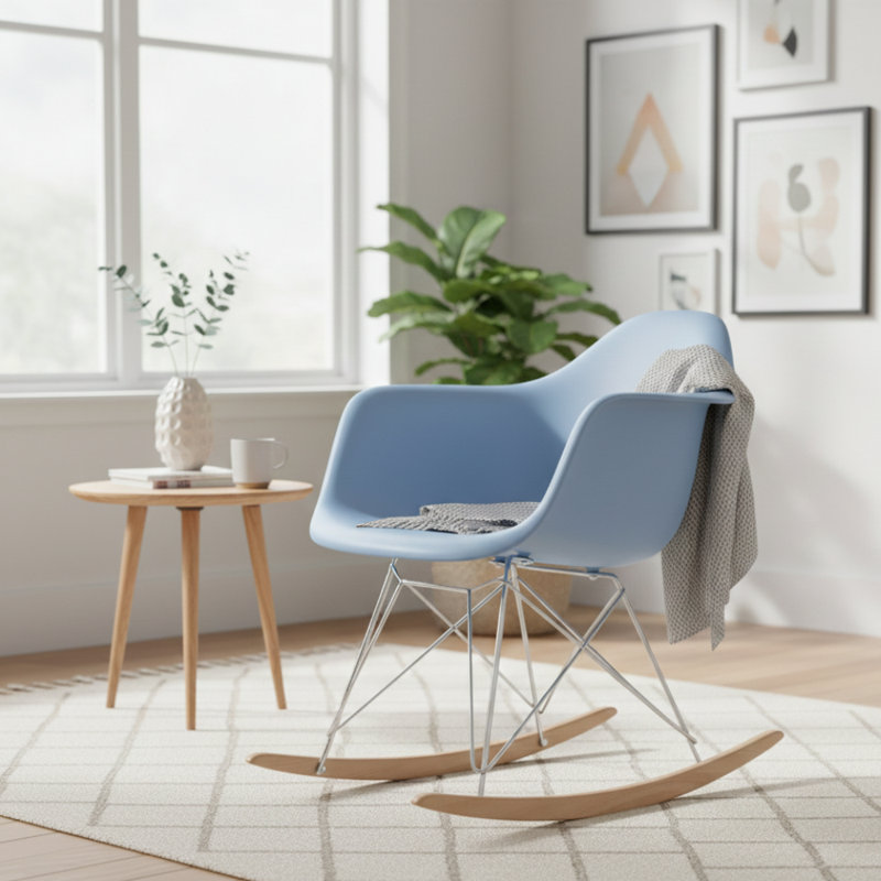 Chaise berçante en plastique Matias, Bleu