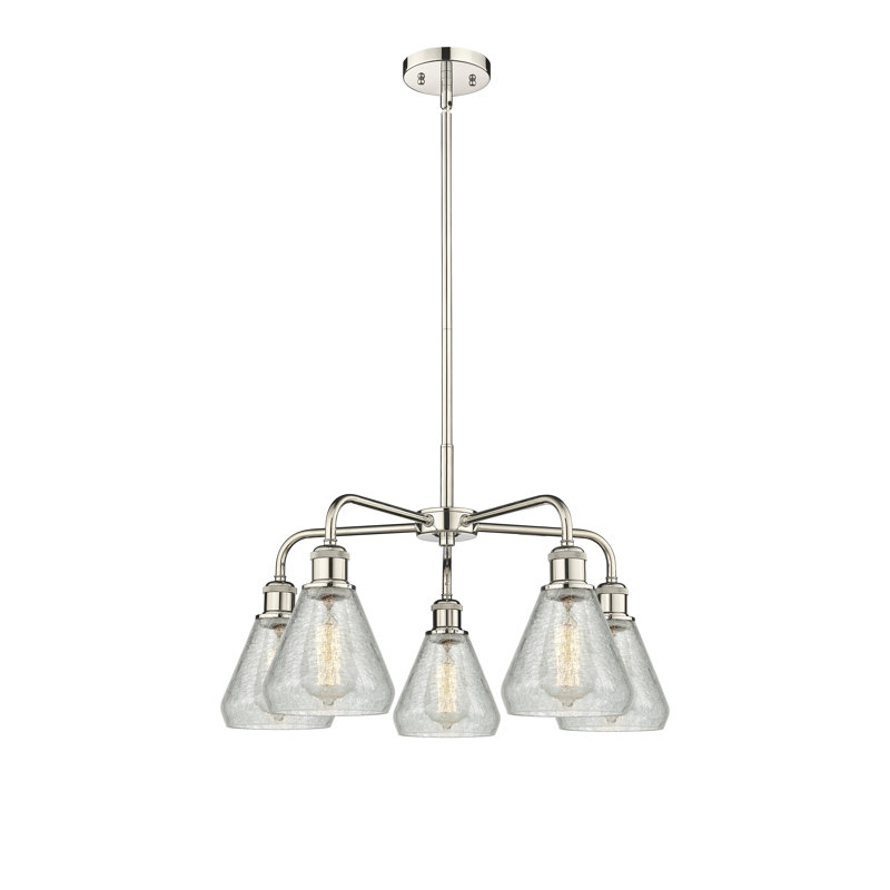 Lustre conique à 5 lumières Kotter, Nickel poli