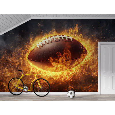Murale Football américain - Papier peint sport flamboyant (non tissé)
