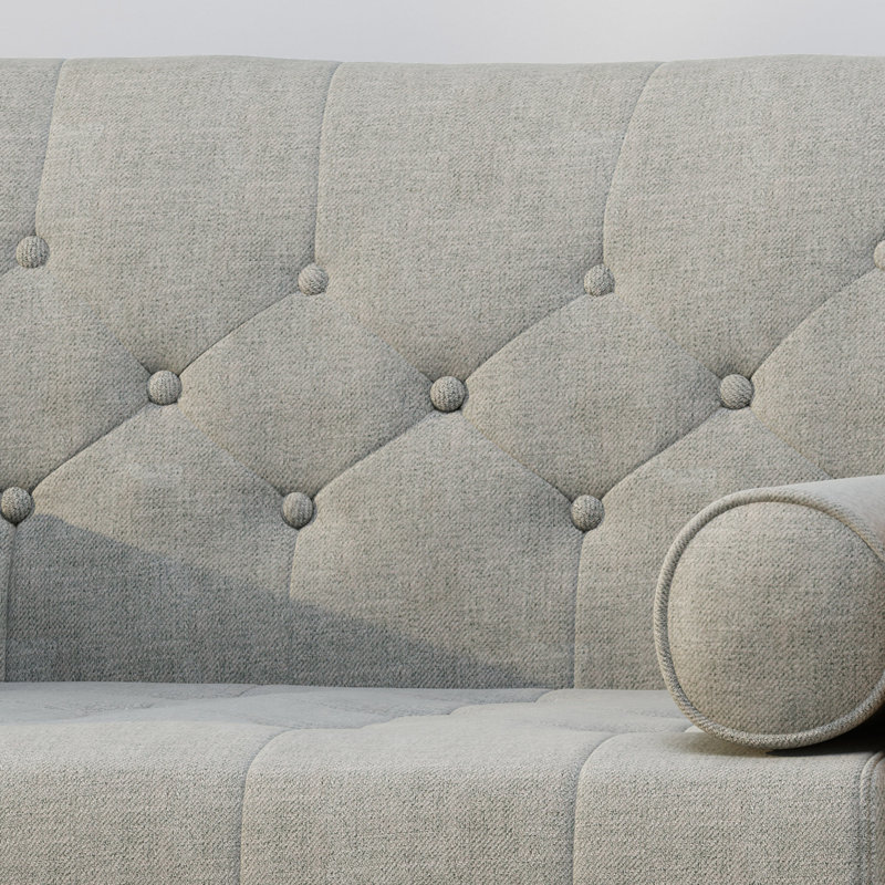 Upholstered Club Chair, Beige Fabric