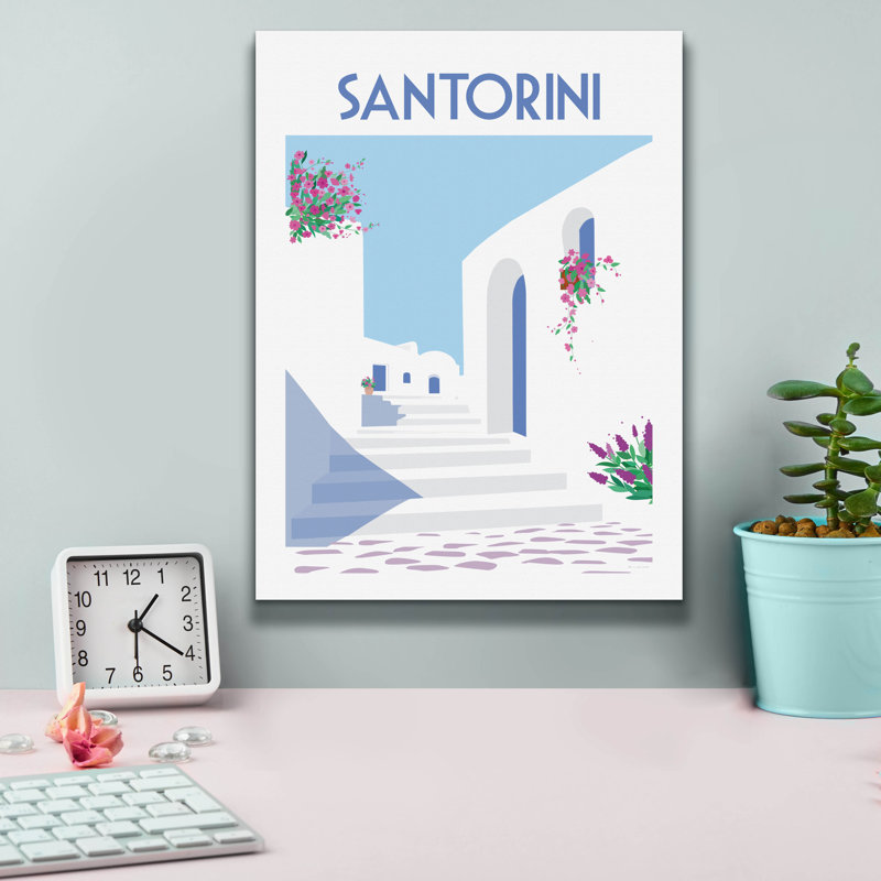 Epic Graffiti 'Santorini Poster 2' by Omar Escalante Canvas Wall Art, 16" H x 12" W
