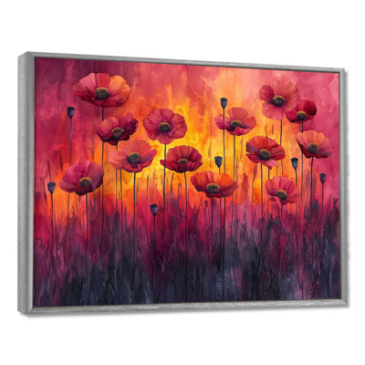 Danse d'automne des Fiery Poppies I - coquelicots, art mural