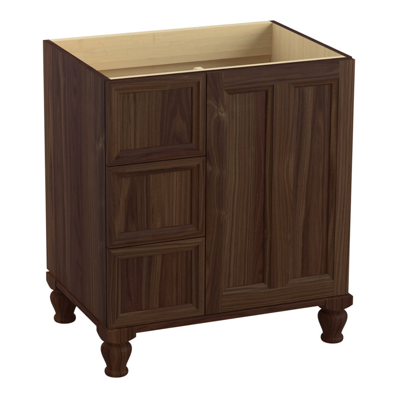 Base de meuble-lavabo Damask 30 seulement avec pieds de meuble, Seulement les portes, Coup de pied, Terry noyer