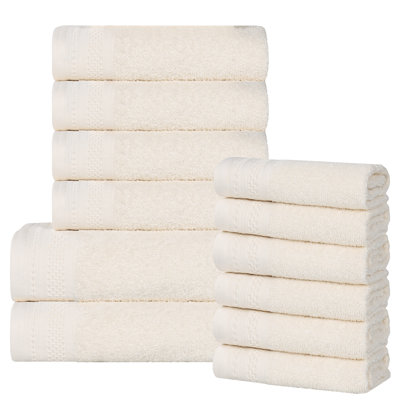 Ensemble de serviettes de bain 100% coton jacquard uni à motif de nid d'abeille 12 pièces Josann