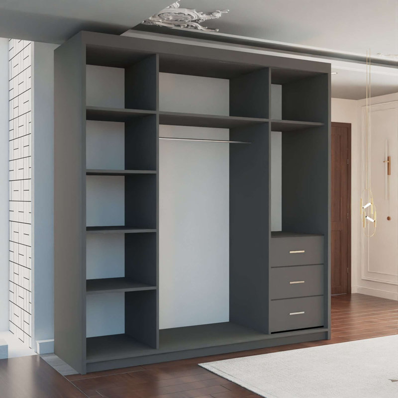 Bortola 2 Door Laminate Wardrobe, Gray