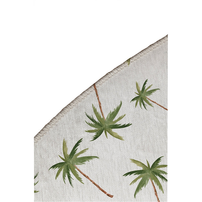 Summer Palms Outdoor Rug, Round 5'