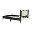 Lit plateforme en bois de pin avec tête de lit en rotin-1055087064-1055087065