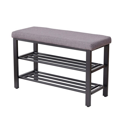 Modern Entryway Shoe Bench With Cushion And Storage, Space-Saving Design For Living Room, Bedroom, Hallway