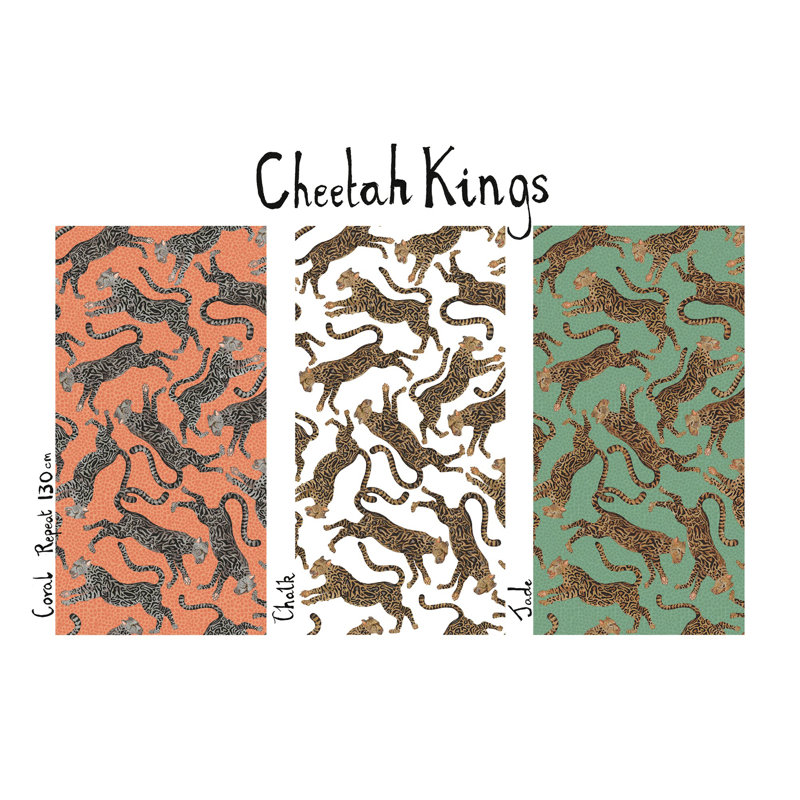 Ardmore 'Cheetah Kings' Velvet Fabric, Gold