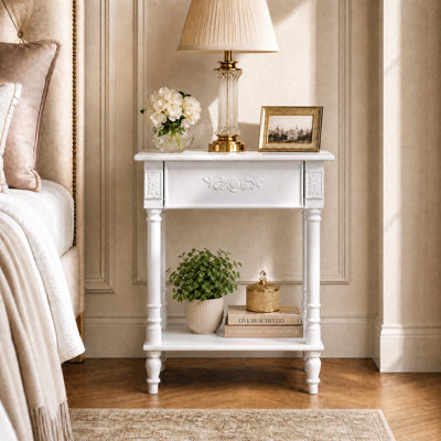 1-Shelf And 1-Drawer Nightstand With Elegent Design
