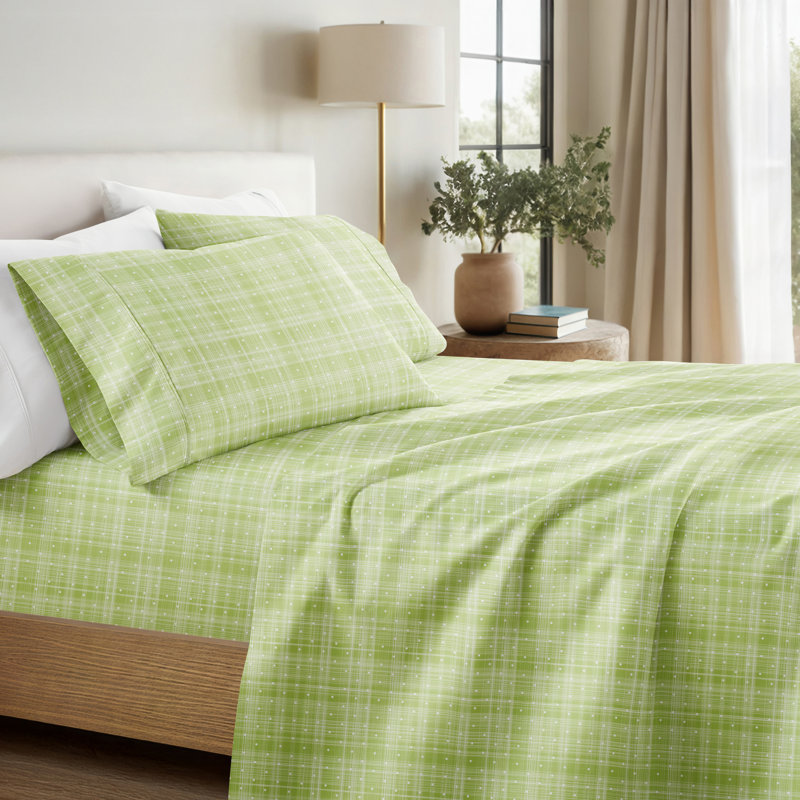 Becky Cameron™ Polka Dot Pattern Microfiber Sheet Set, Moss, California King