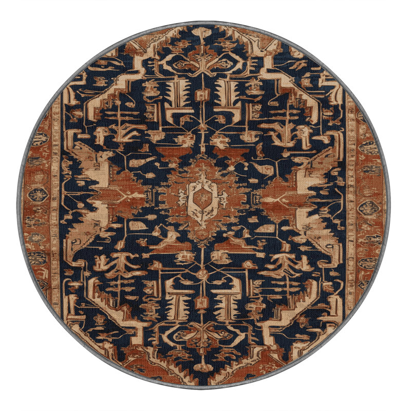 Tapis brun lavable à la machine, Rond 4 pi