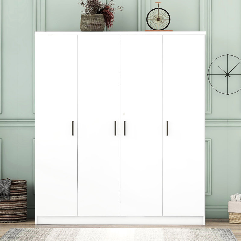 Armoire blanche à 4 portes avec 1 tiroir - Optimisez l'espace de rangement dans la chambre à coucher