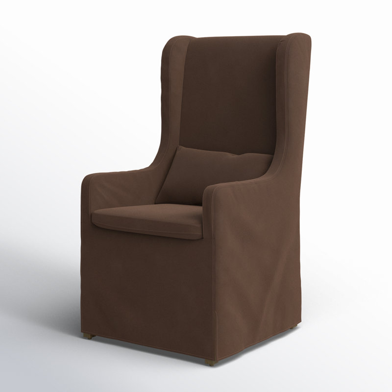 Sela Wingback Chair, Brown Linen