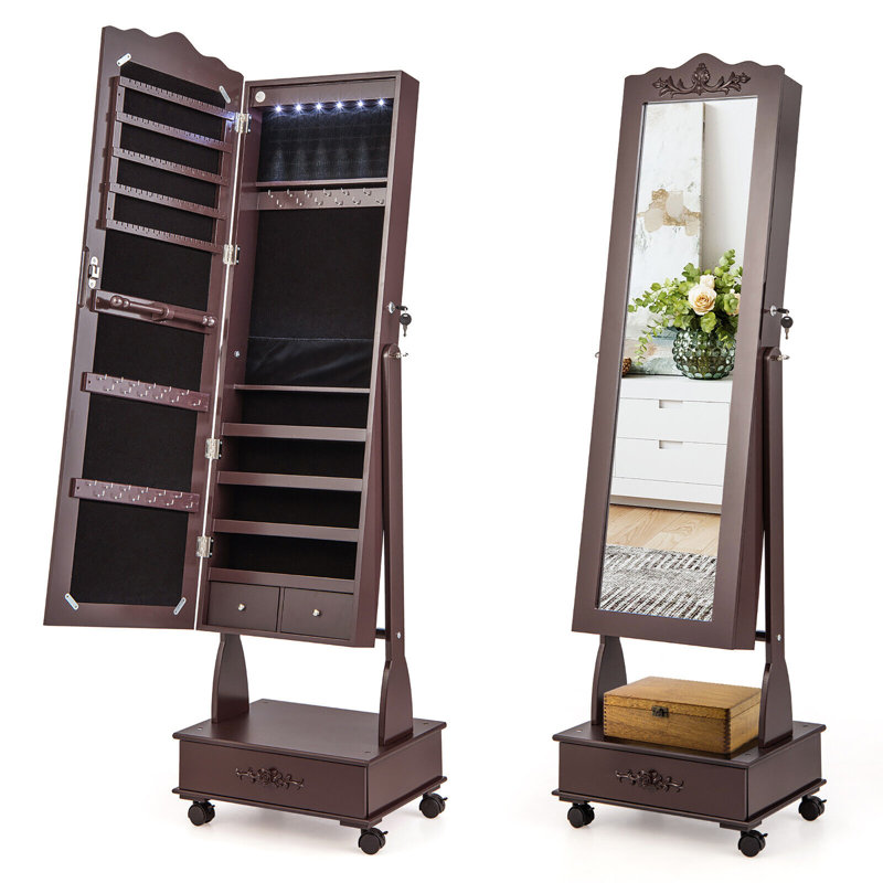 Armoire à bijoux avec miroir Bettyann, Brun