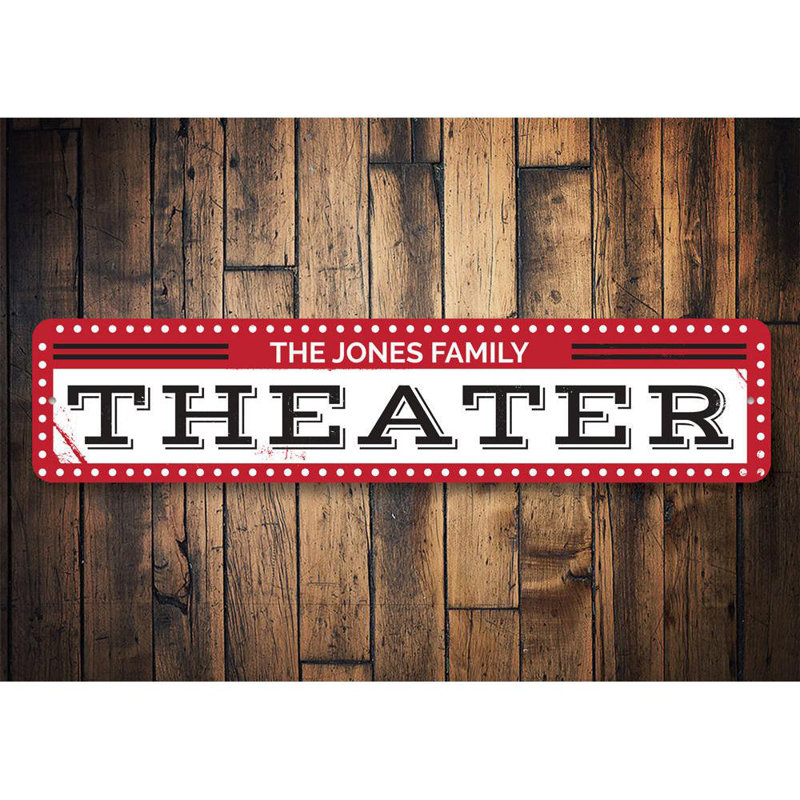 Enseigne de théâtre en aluminium, H 4 po x l 18 po x P 0,04 po