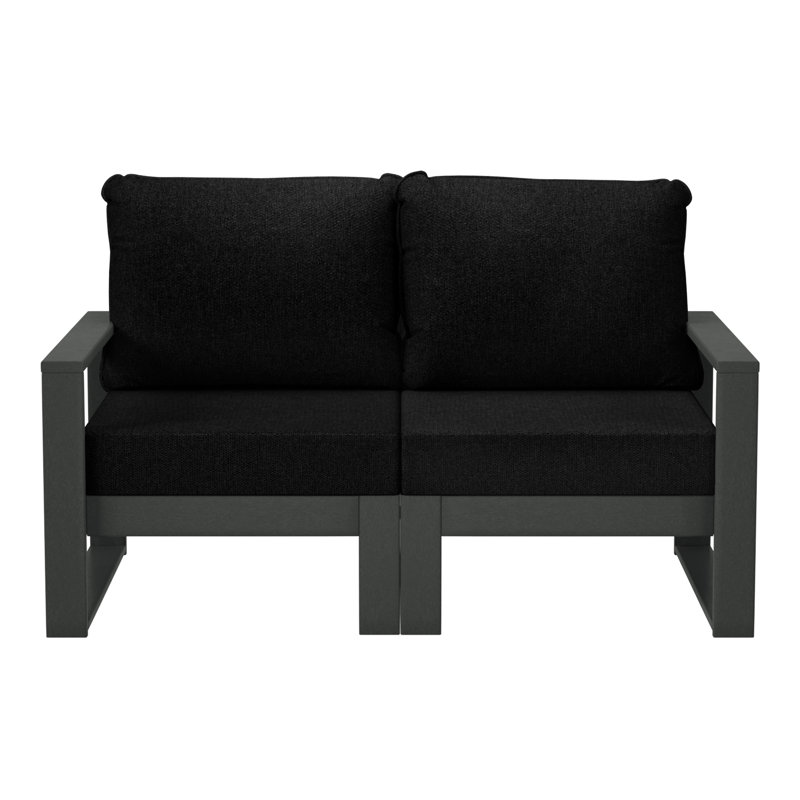 Causeuse d'extérieur avec cadre noir, Noir, noir, noir, noir, Gris