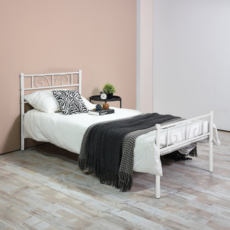 Metal Platforms Bed, White, Single (3')