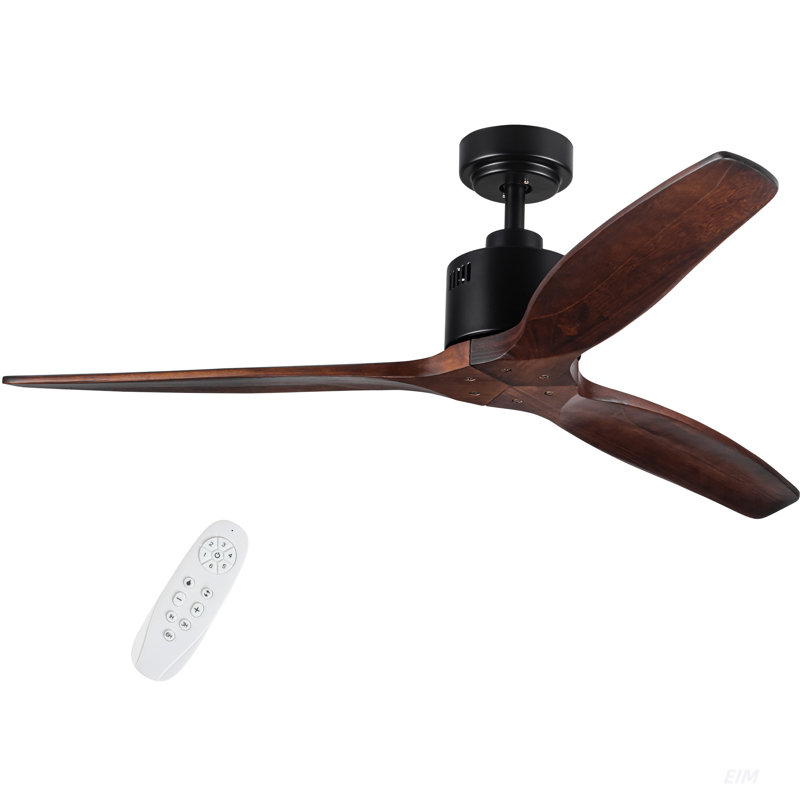 52 - Ventilateur de plafond brun antique sans lumière avec télécommande