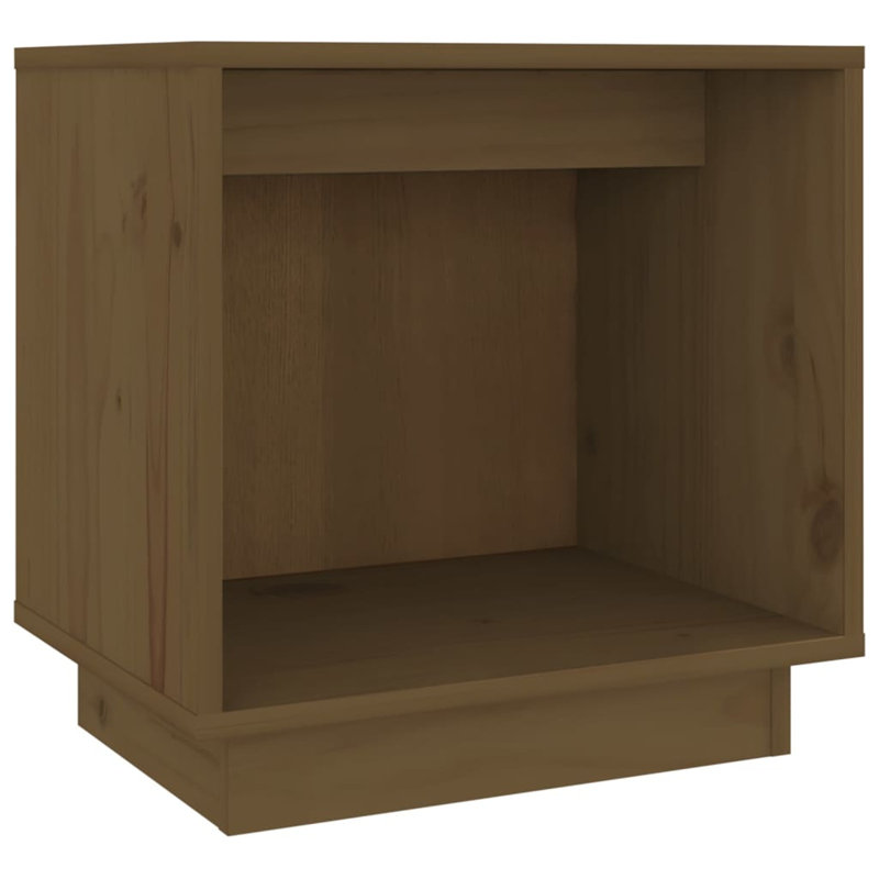 Gloe 40cm W Solid Wood Bedside Table, Brown, 1