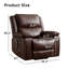 Fauteuil inclinable électrique en cuir véritable de 38,2 po de largeur avec massage chauffant, porte-gobelet dissimulé et port USB (ensemble de 4)-1590044414