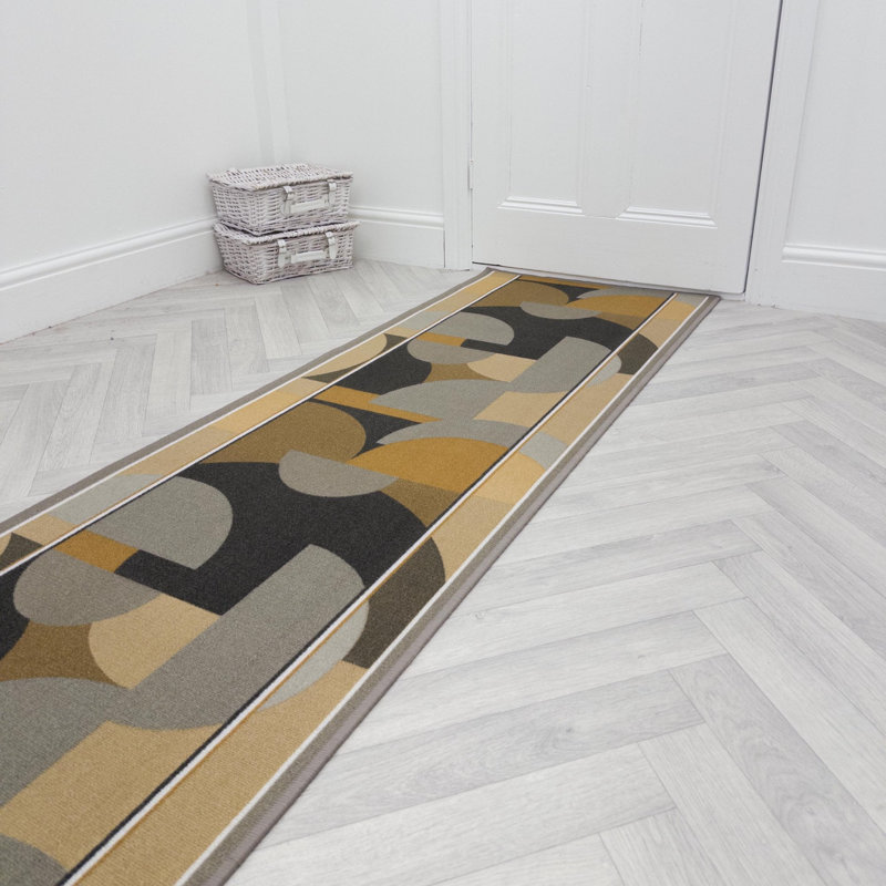 Runner Geometric Shapes Looped / Hooked Area Rug, Runner 100 x 180 cm