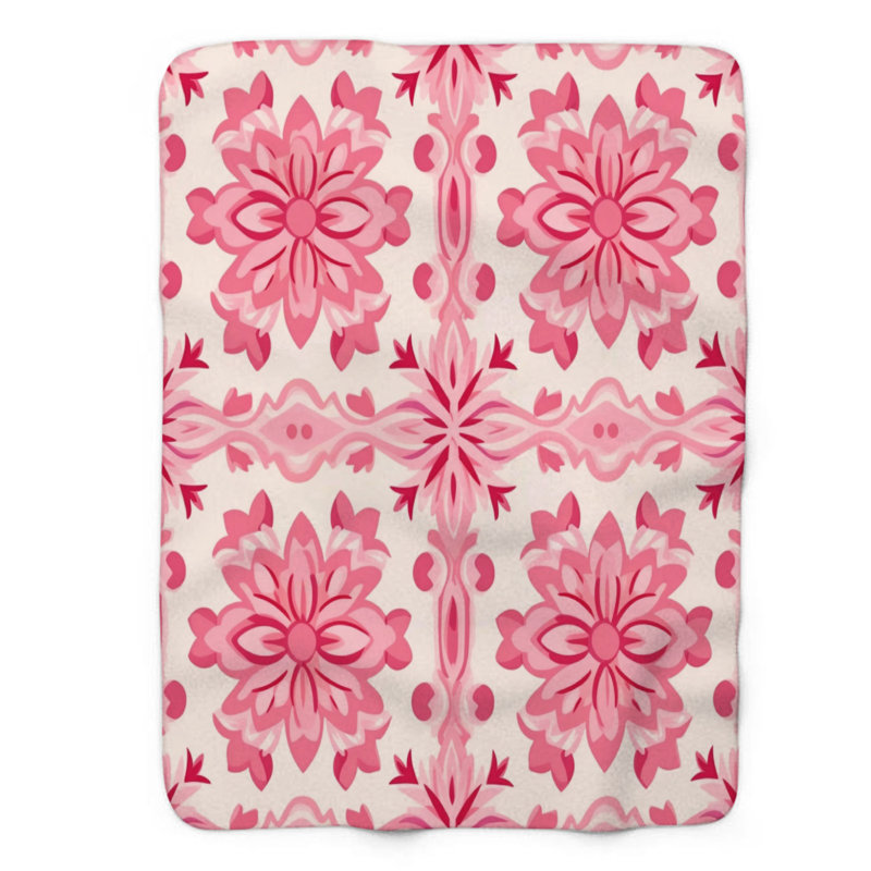 Blush Tile Patterns - 1 pièce Sherpa Premium, Grand lit