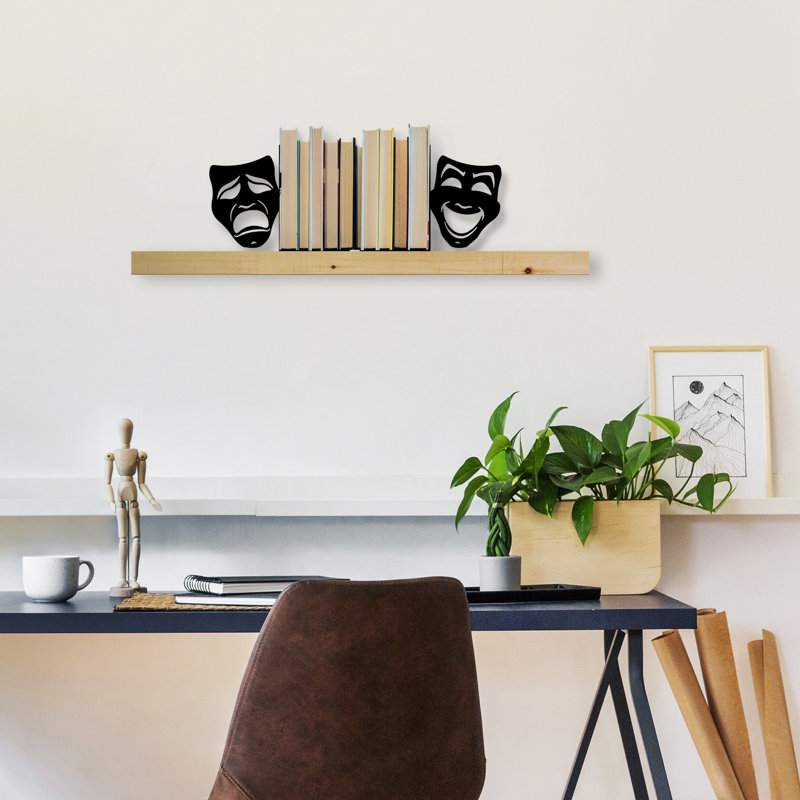 Brennan Durable Metal Bookends (2 Pieces), Black, 11.0 x 8.3 x 5.5 inches | 100% Metal Construction, Thickness: 0.6 inches | Stylish & Functional Design for Bookshelves, Offices, & Home Decor, Sturdy Support