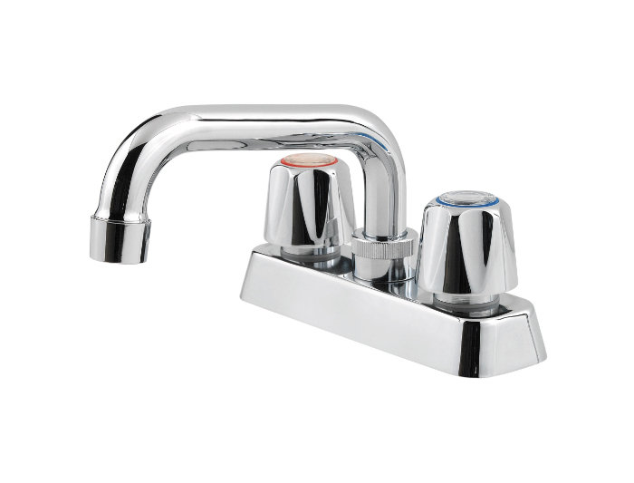 Robinet de lavabo de bureau pfirst avec bec fileté et poignée de bouton