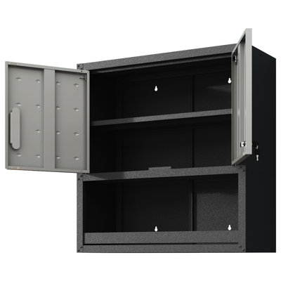 Modern Metal Wall Cabinet With Lock & Shelf. For Garage, Warehouse, Office. Strong, Long-lasting Build Storage For Various Settings. With Locking Door And Office