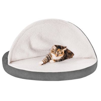 Faux Sheepskin Round Hooded Orthopedic Dog Bed
