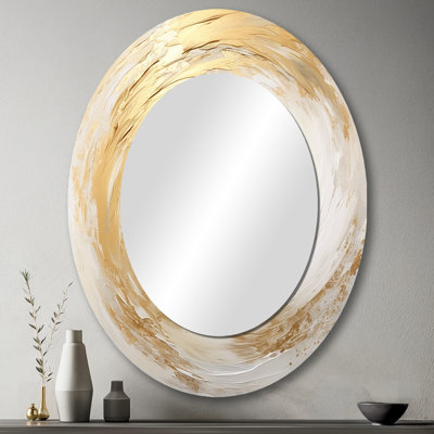 Miroir mural ovale doré et blanc Vortex I