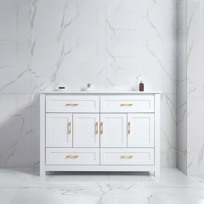 48" Bathroom Vanity With Ceramic Sink, White