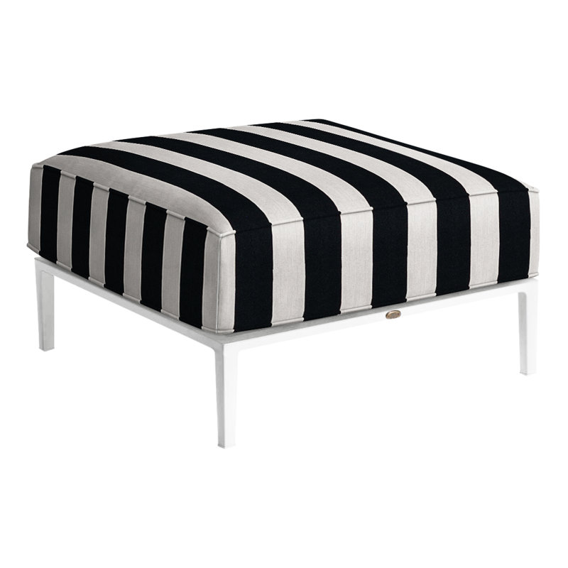 Repose-pieds Havana, Sunbrella® ‑ Cabana à rayures minuit, Chalk/Natural Cane, Welt/Standard fill