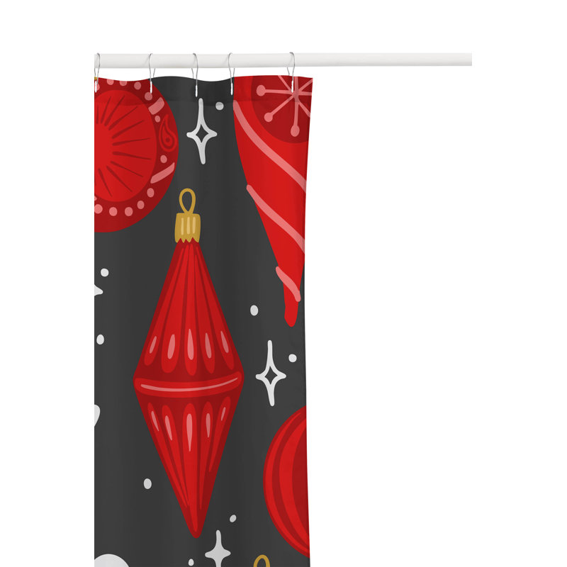 Rideau de douche ultramince Ornaments Merry Christmas, Gris anthracite