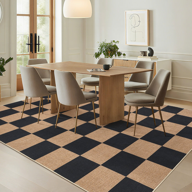 Modern Plaid Washable Rug for Indoor and Outdoor