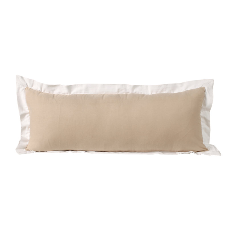 Contemporary Solid Color Stitched Hand-Made 100% Cotton Decorative Throw Pillow Cover, Tan/White