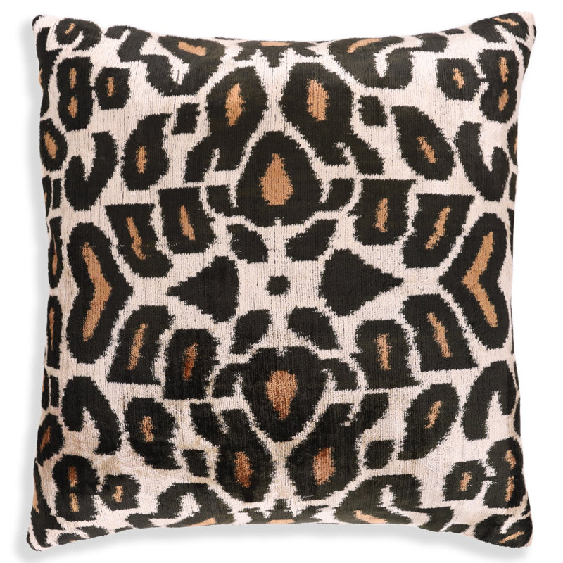 Coussin en velours à motif léopard - 16 x 16 po