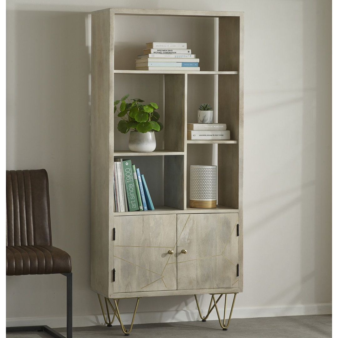 Basti 180cm H x 80cm W Solid Wood Standard Bookcase