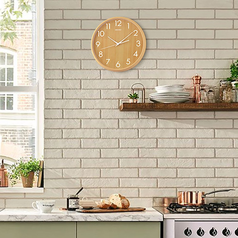 QXA810YLH Wall Clock, Light Brown, Light Brown