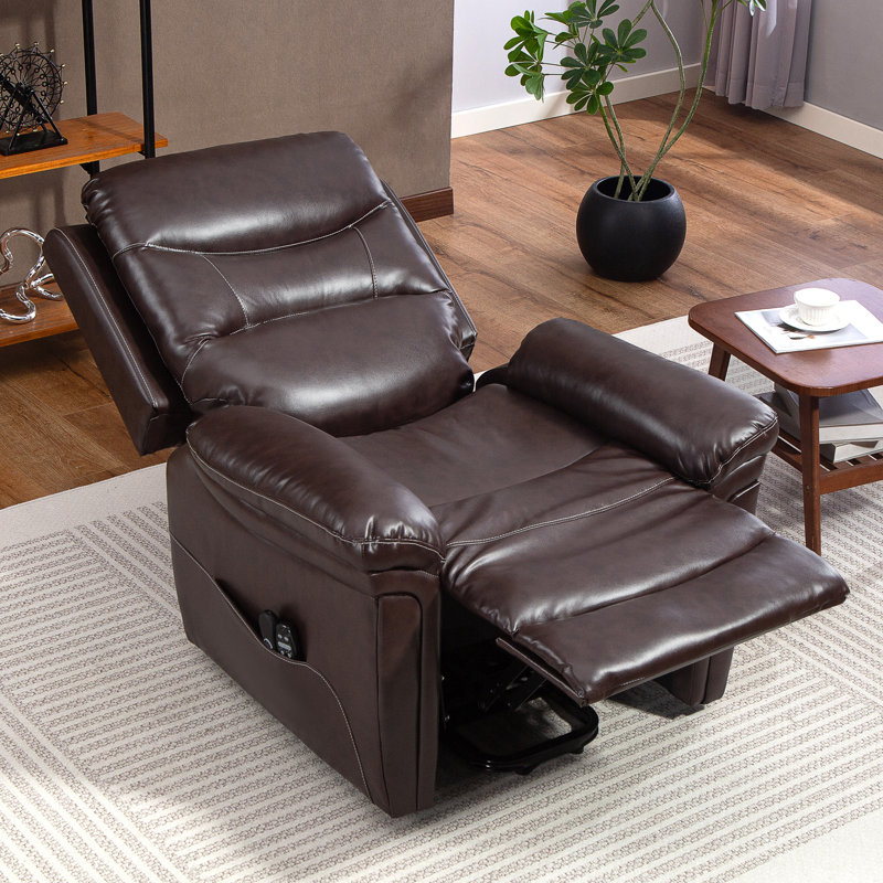 96cm Wide Lift Assist Standard Recliner with Massager, Brown