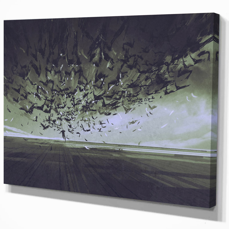 «Attack of Crows», impression sur toile tendue, H 20 po x l 20 po x P 1 po