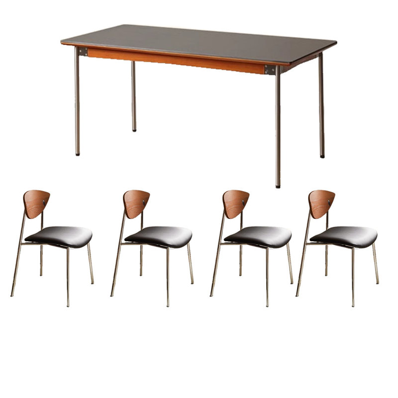 Ensembles de table de salle à manger en bois massif Rock., Noir, noir, noir, noir, H 29,53 po x L 70,87 po x l 31,5 po